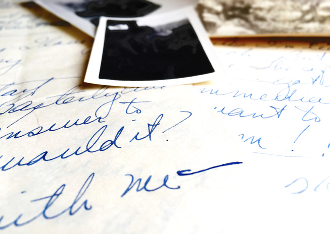 Old Photos on old Handwritten Letters